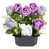 Pot colombarium fleurs artificielles et ange H30cm