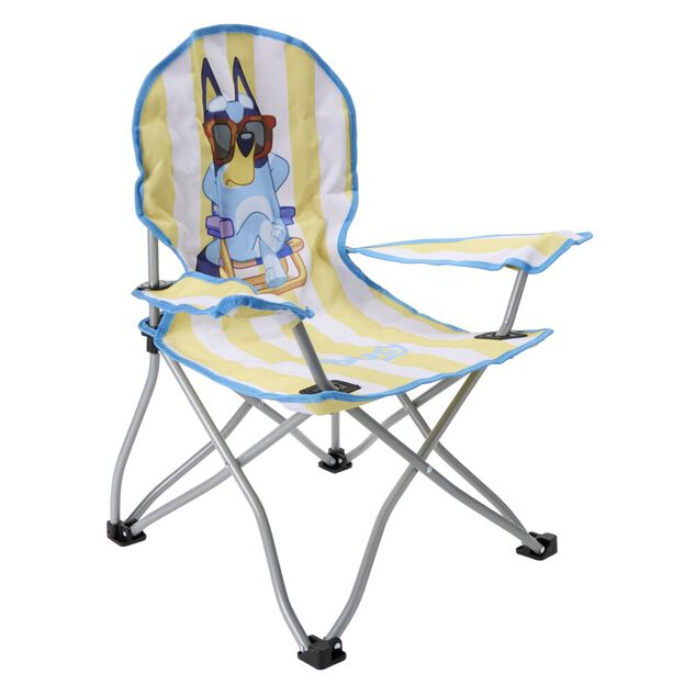 Fauteuil p&ecirc;cheur enfant pliable Bluey m&eacute;tal et polyester jaune  59x39xH62cm