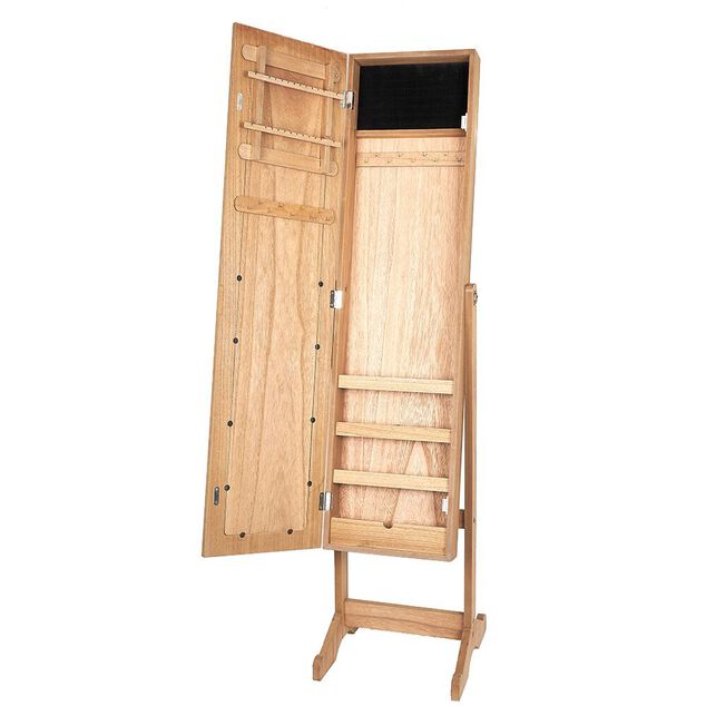 Miroir psych&eacute; range bijoux sur pieds en bois