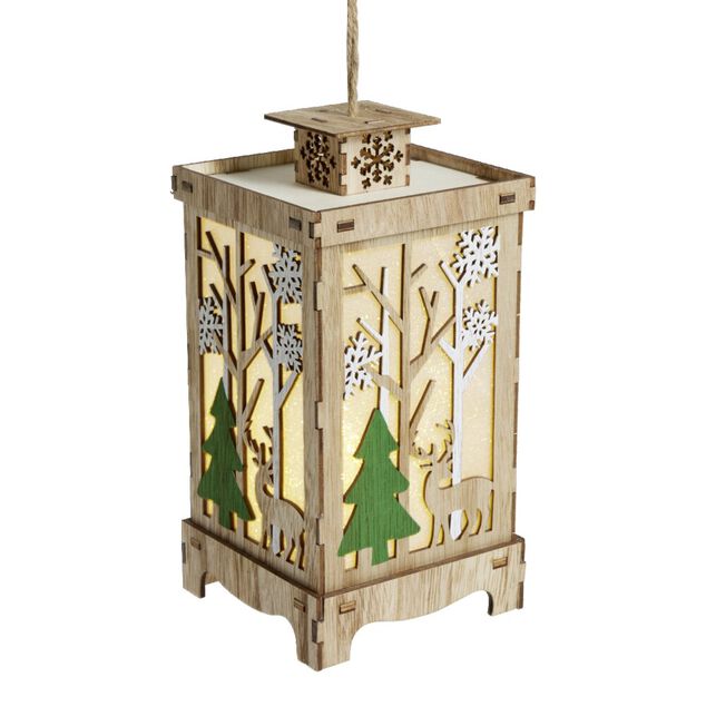 Lanterne de No&euml;l lumineuse d&eacute;cor renne H23,5cm