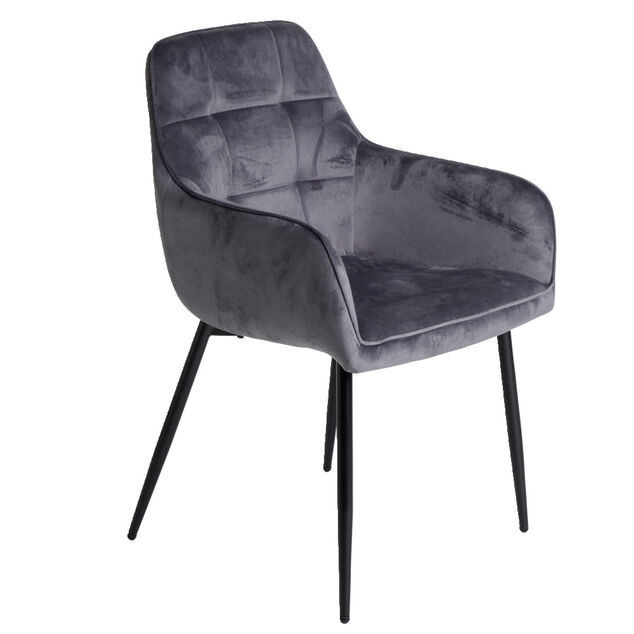 Fauteuil tissu velours gris 57xP55,5xH87cm