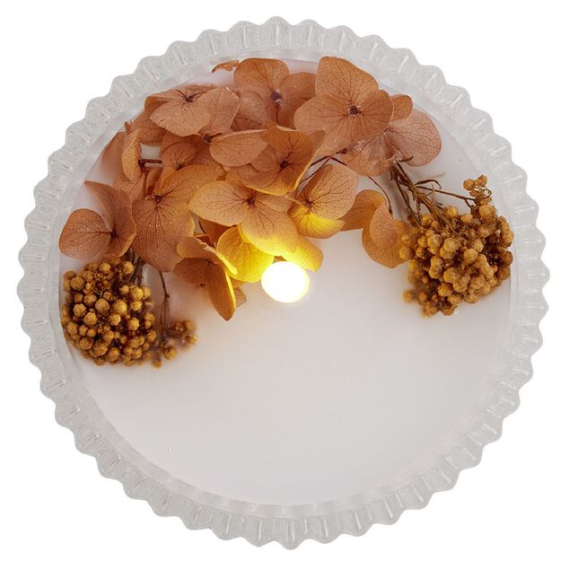 Bougie &agrave; LED dans bo&icirc;te d&eacute;co fleurs s&eacute;ch&eacute;es