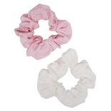 Chouchou motif pois rose et blanc Ø10cm x2