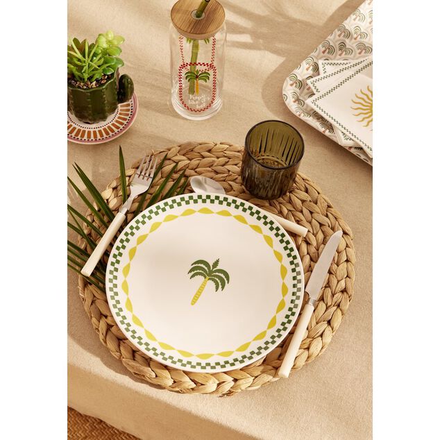 Gobelet en verre motif tropical avec paille et couvercle bambou 600ml (3 mod&egrave;les)