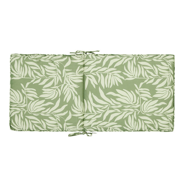 Coussin fauteuil Oxford motif feuillage vert et beige 90x42x&eacute;p4cm