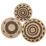 D&eacute;coration ronde Herbier osier noir et naturel x3