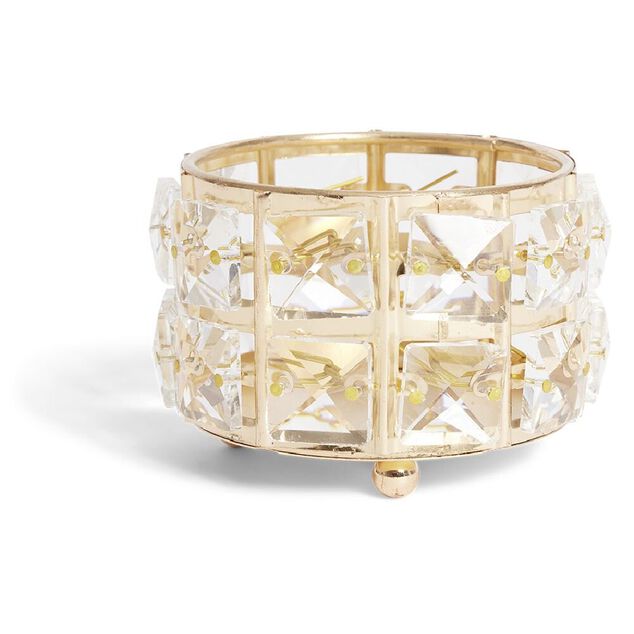 Bougeoir &agrave; strass &Oslash;8,5cm verre et m&eacute;tal argent&eacute;