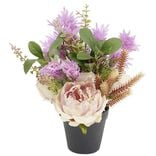 Pot fleur champ&ecirc;tre artificiel &Oslash;18xH36cm rose