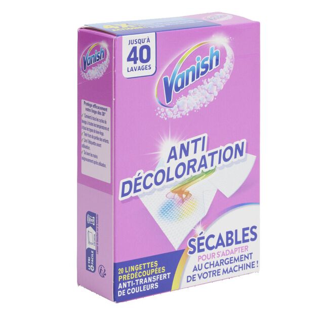 Lingette anti-décoloration et anti-transfert de couleurs Vanish x20