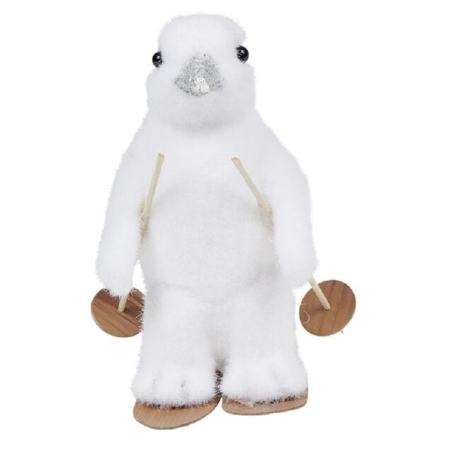 Pingouin de No&euml;l en ski blanc