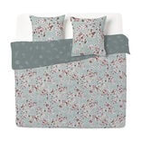 Parure de lit 2 personnes 240x260cm motif floral vert et rose