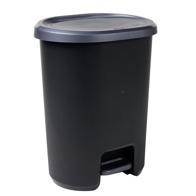 Poubelle &agrave; p&eacute;dale 27L Lynea plastique noir 37x29,5xH46cm