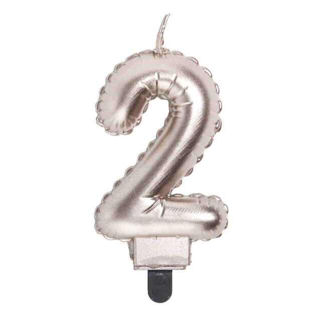 Bougie anniversaire chiffre 2 rose gold
