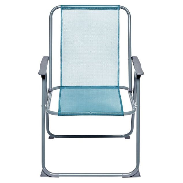 Fauteuil de camping pliant m&eacute;tal et textil&egrave;ne bleu