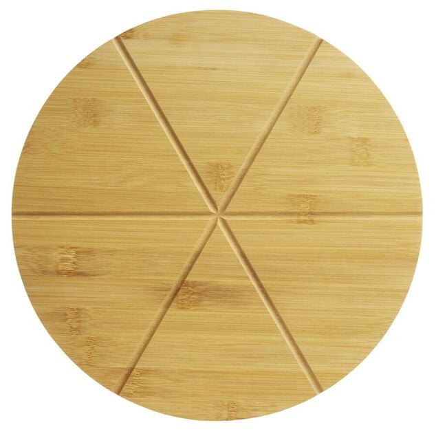 Planche &agrave; pizza bambou 6 parts pr&eacute;d&eacute;coup&eacute;es &Oslash;31cm