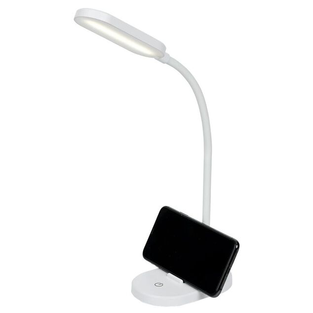 Lampe de bureau flexible à LED avec support téléphone blanche