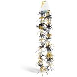 Guirlande fleurs fantaisie noir blanc dor&eacute; L90cm
