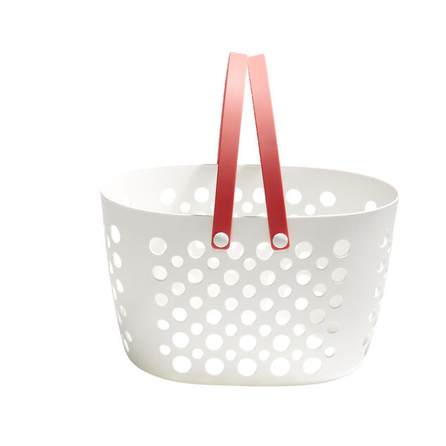 Panier de rangement plastique blanc ajour&eacute; 31x21xH19cm - 3 mod&egrave;les