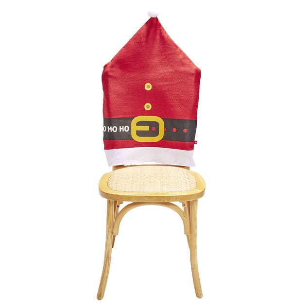 Housse de chaise No&euml;l &agrave; pompon rouge et blanche 48x70cm (4 mod&egrave;les)