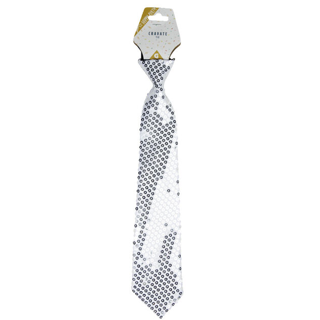 Cravate &agrave; sequins L35cm - 2 mod&egrave;les dor&eacute; ou argent&eacute;