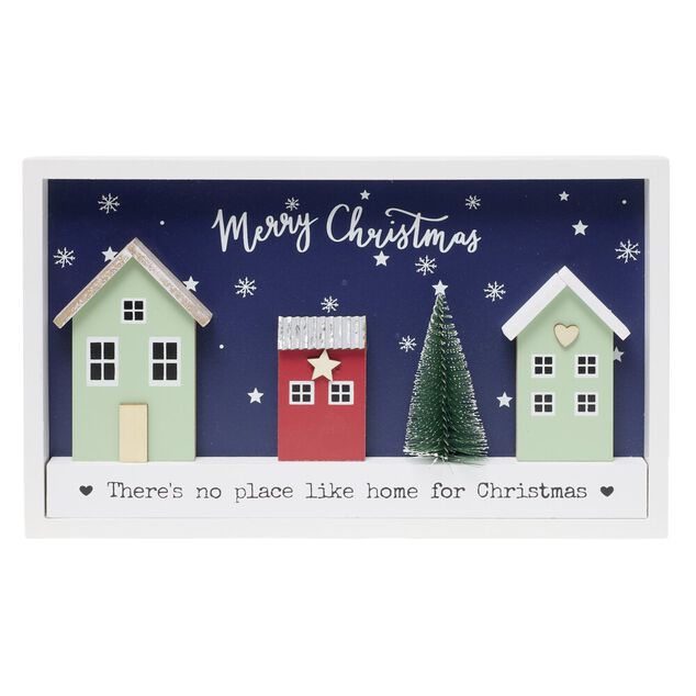 Cadre d&eacute;coratif maison de No&euml;l en bois L30cm (2 mod&egrave;les)