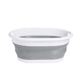 Pani&egrave;re &agrave; linge r&eacute;tractable 54x23x39cm plastique blanc et gris