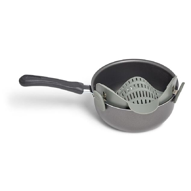Passoire casserole &agrave; clips silicone gris