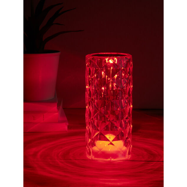 Lampe LED RGB tactile design cristal avec télécommande Ø7,5xH15,5cm