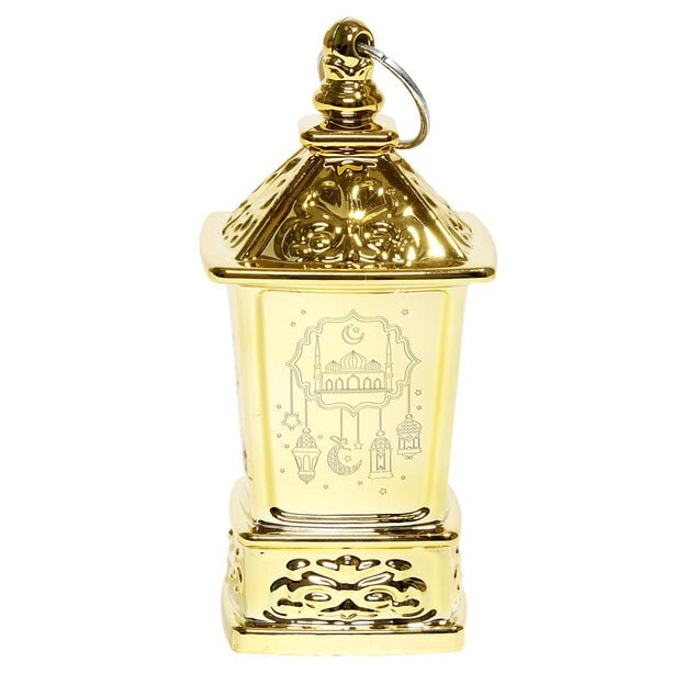 Mini lanterne LED orientale carr&eacute;e 5x5xH10cm (2 mod&egrave;les dor&eacute; ou argent&eacute;)