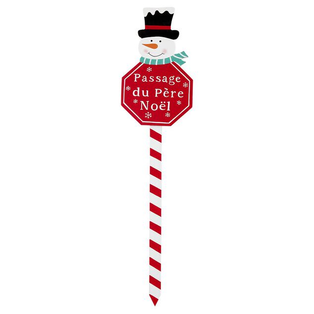 Pancarte de No&euml;l en bois rouge et blanc H50cm (3 mod&egrave;les)