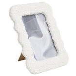 Cadre photo bord ondulé tissu bouclette blanc 20x30cm