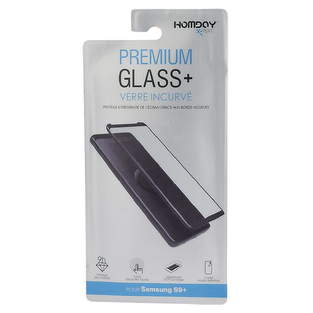 Verre tremp&eacute; incurv&eacute; pour Samsung S9 Plus transparent