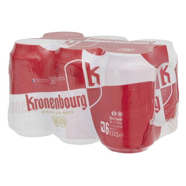 Bière blonde d'Alsace Kronenbourg 4,2% canette 6x33cl