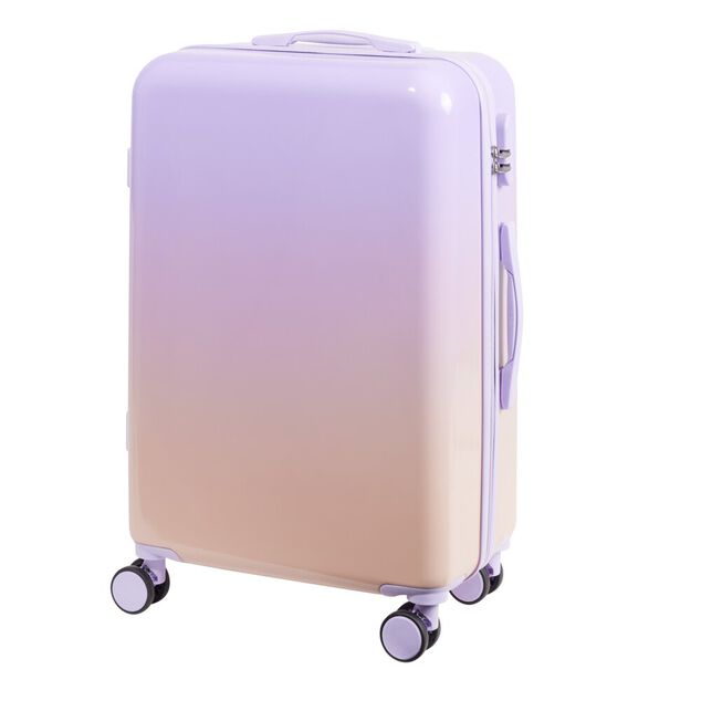 Valise cabine 32L trolley 4 roulettes d&eacute;grad&eacute; violet et rose 35x20xH55cm
