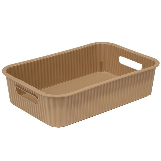 Pani&egrave;re de rangement 2L rectangulaire plastique marron 25,5x17xH6cm