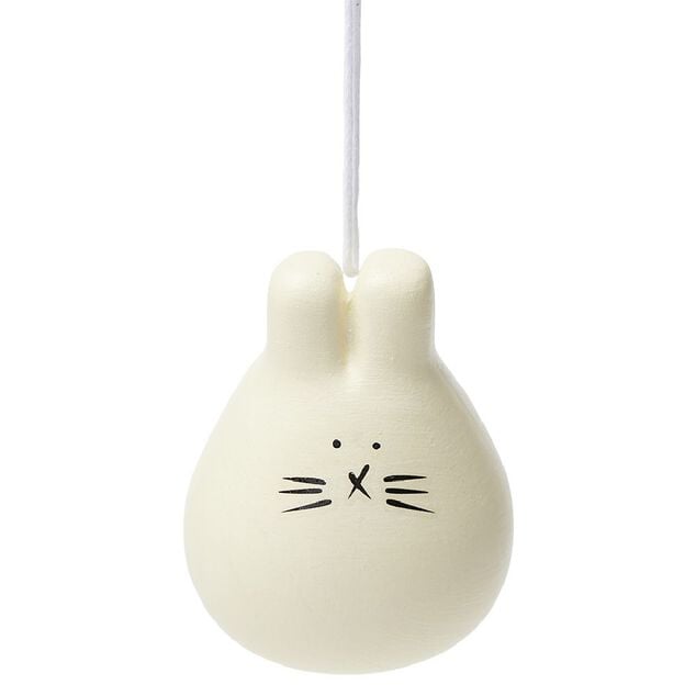 D&eacute;co lapin &agrave; suspendre P&acirc;ques en c&eacute;ramique beige ou rose &Oslash;4xH5cm