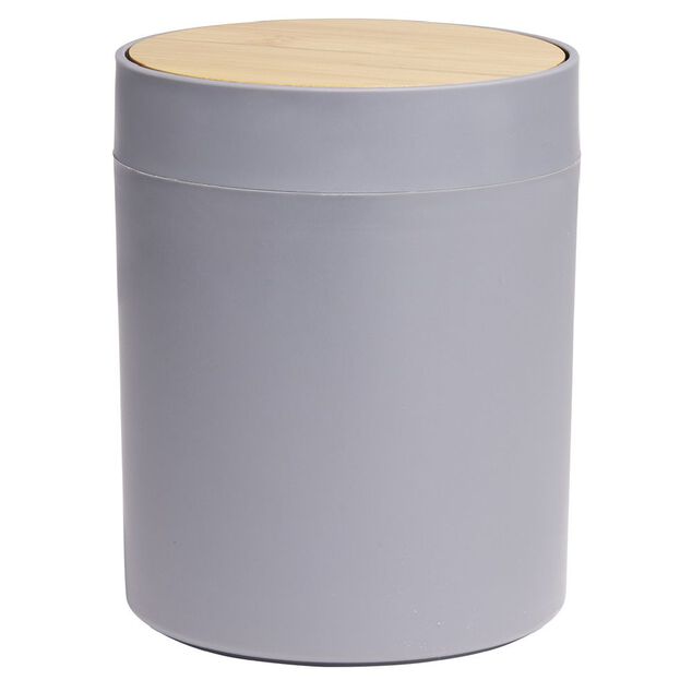 Poubelle &agrave; coton ronde m&eacute;tal gris &Oslash;13,7xH17,3cm 2,5L