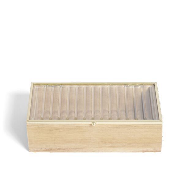 Bo&icirc;te bois d'acacia et verre taille L 18x10x5,3cm