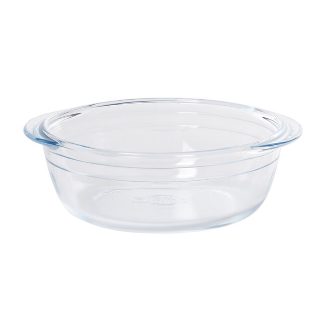 Plat &agrave; four rond en verre couvercle plastique