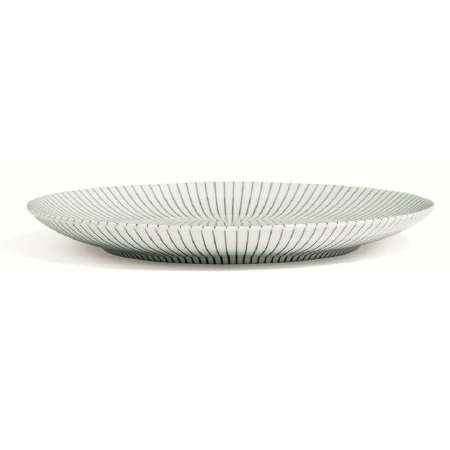 Assiette plate blanche d&eacute;cor rayon noir &Oslash;26.5cm