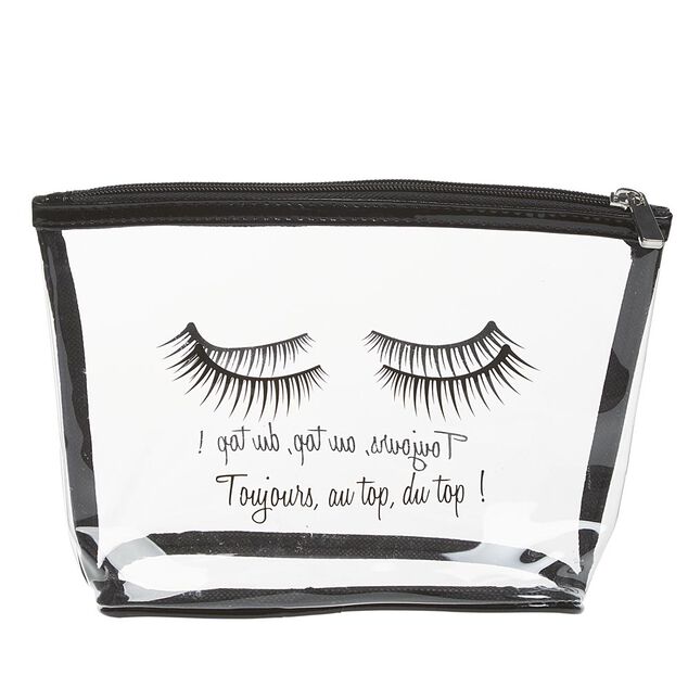 Trousse de toilette en plastique transparent imprim&eacute; noir
