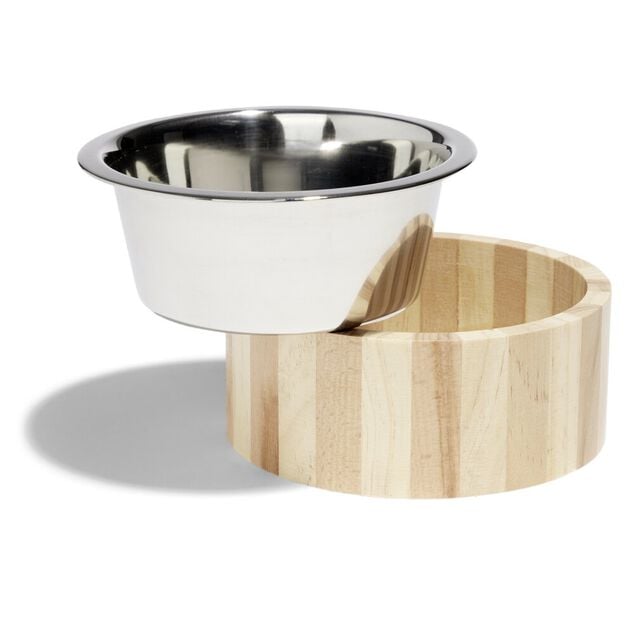 Gamelle pour chien inox et bois 750ml