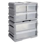 Boîte de rangement bricolage modulable plastique gris 4 casiers 28x17xH16cm