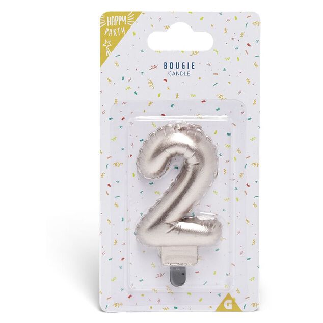 Bougie anniversaire chiffre 2 rose gold