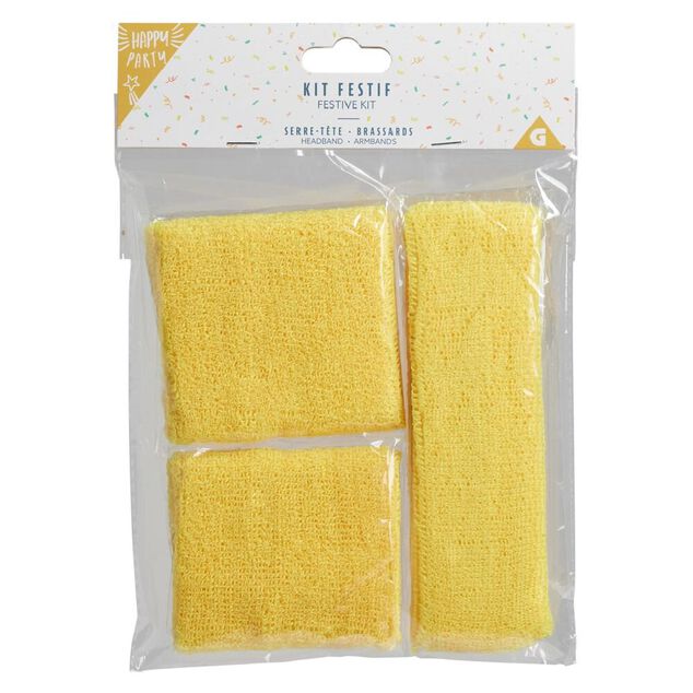 Kit festif 2 bandeaux de poignet et 1 de t&ecirc;te - 4 coloris