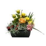 Jardini&egrave;re fleur artificielle p&eacute;tunia et rose 30x23xH30cm