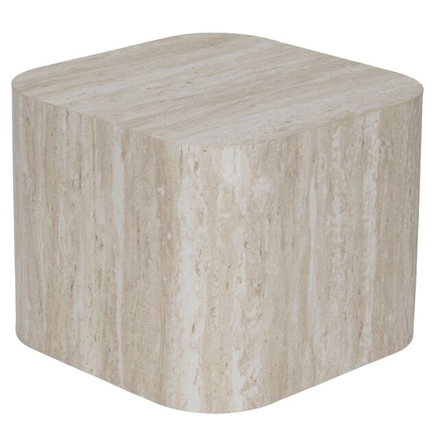 Table basse carr&eacute;e Terra x2 bois blanchi H32cm et H38cm