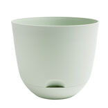 Pot rond avec r&eacute;serve d'eau plastique vert &Oslash;29,5xH25,8cm