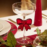 Verre &agrave; pied 250ml avec noeud rouge &Oslash;10,5xH17,5cm