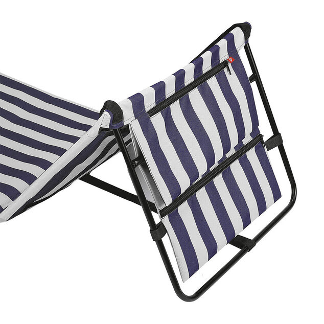 Dossier de plage marini&egrave;re bleu et blanc 143x51xH41cm
